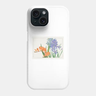 Freesia Flower Japanese Woodblock Art by Tanigami Konan Phone Case