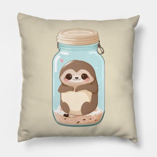 cute sloth inside jar Pillow