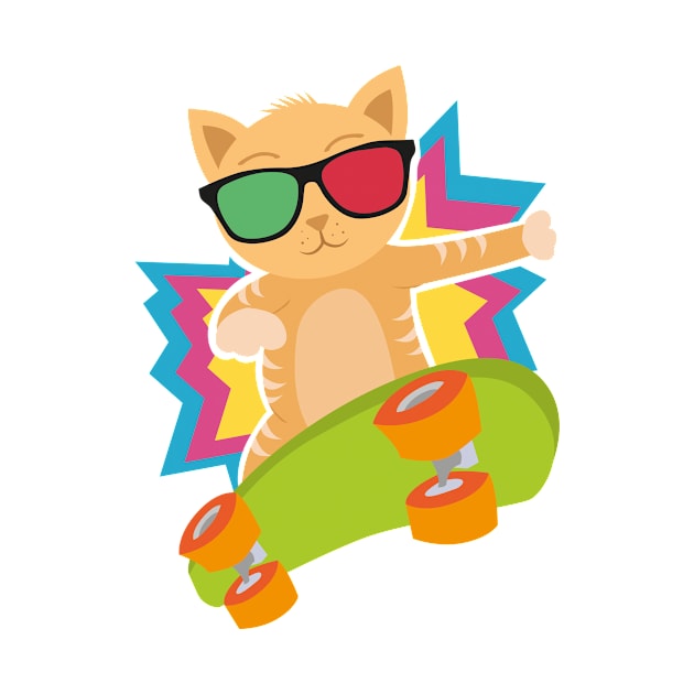 Skateboarding cat by caitdesign