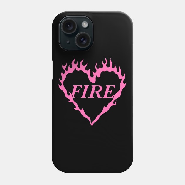 Pink Fire Heart Aesthetic Phone Case by Trippycollage