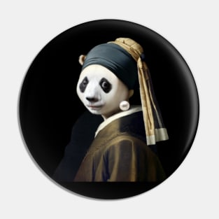 Panda and Girl with a Pearl Earring Pin