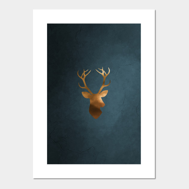 Gold Deer Watercolor Painting Animal Posters And Art Prints