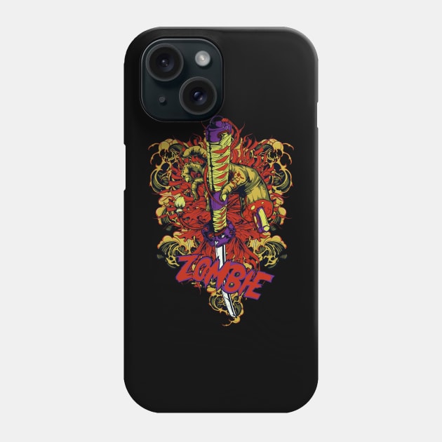 Zombies with samurai Phone Case by MuftiArt