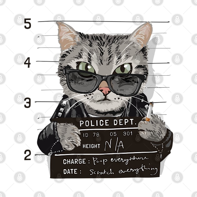 Arrested for Pooping Everywhere Cat Funny Mugshot by alexwestshop