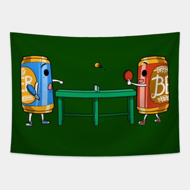 Beer Pong | Table Tennis, Beer Cans & Alcohol Tapestry by OliRosenberg