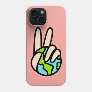 World Peace Planet Earth Symbol V Sign Phone Case