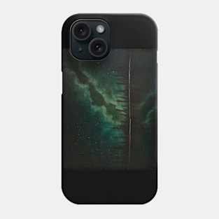 Green Galaxy Forest Silhouette Phone Case