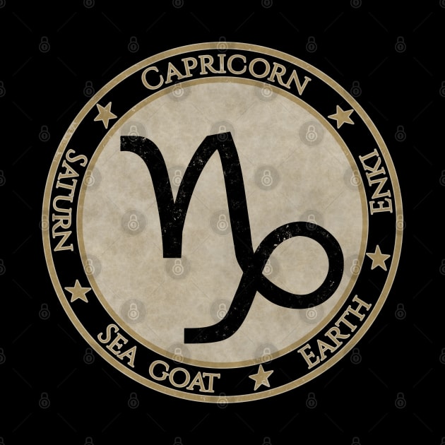 Vintage Capricorn Zodiac Sign Horoscope Astrology Symbol by DragonXX