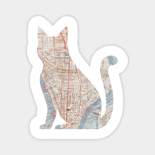 NYC Map Cat Silhouette Magnet