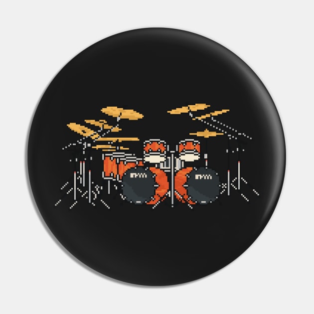 Pixel Orange Double Bass Drums Pin by gkillerb