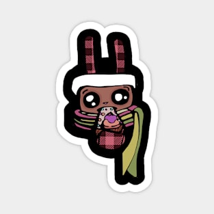 Holiday Bunny's Cosmic Cake (Buffalo Plaid Hat Edition) Magnet