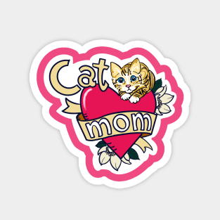 Cat Mom Tattoo Magnet