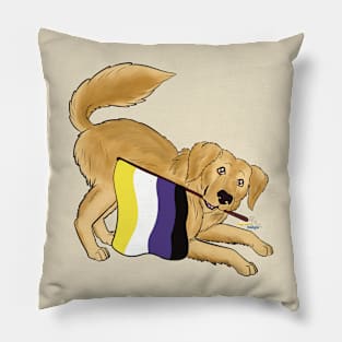 Pride Doggos Alternate: Non-Binary Golden Retriever Pillow