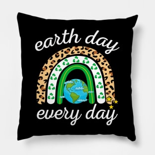 Earth Day Every Day Leopard Rainbow Pillow