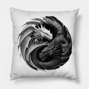Dragons Yin Yang Symbol Pillow