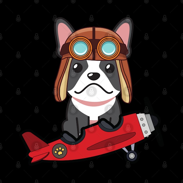 Cute french bulldog is in a vintage plane by Pet Station