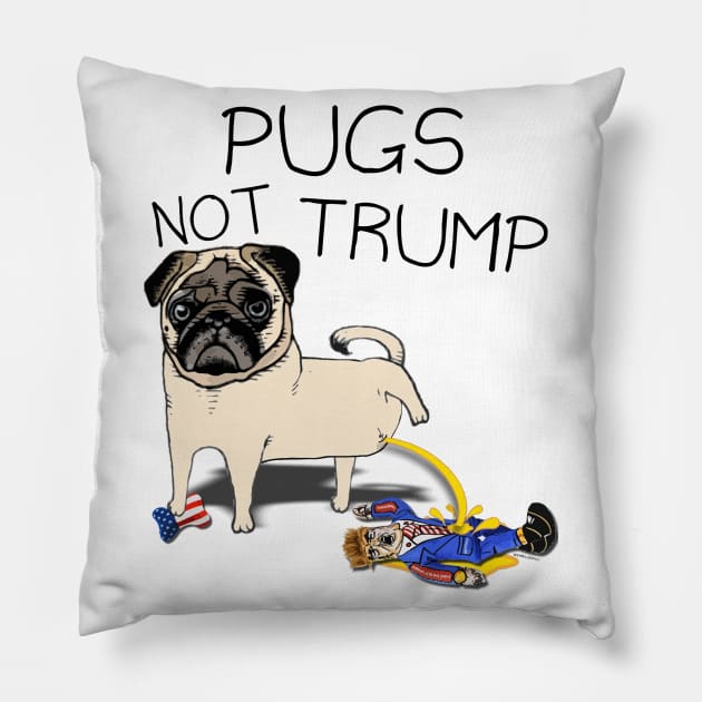 Pugs Not Trump Pillow by darklordpug