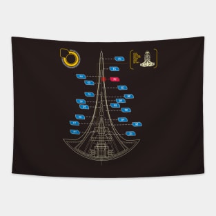 Spaceship blueprint II Tapestry