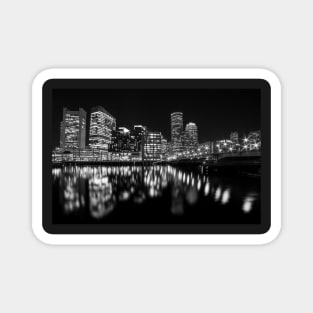 Boston MA Seaport in Black and White Magnet