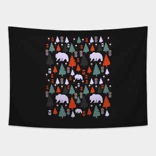 Bear forest at night Tapestry