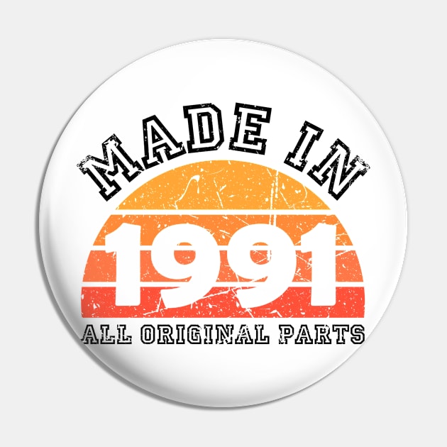 Made 1991 Original Parts 30th Birthday Pin by jodotodesign