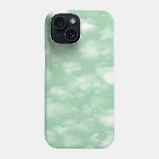 Snowy Winter Sky in Pastel Sage Phone Case by ShinyBat