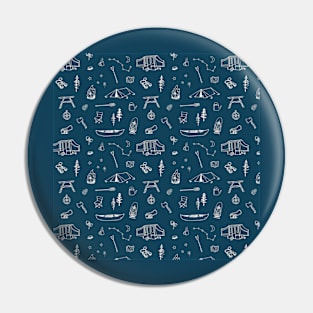 Simple camping pattern blue Pin