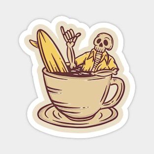 Lazy Skull Coffee Surfer Magnet