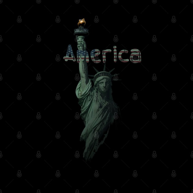 Patriotic, Statue of Liberty, USA Flag by KZK101
