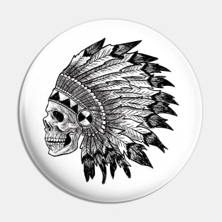 Tribal Skull, Skull And Feather Pin