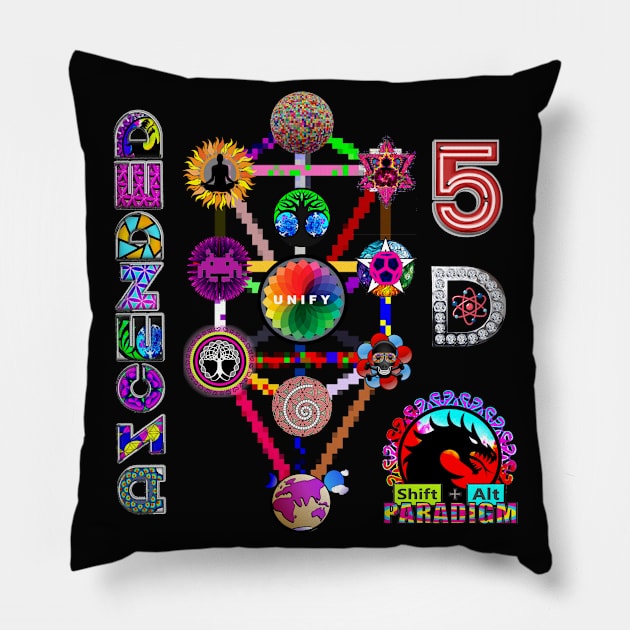 Tree of Life 5D Dragon Unify For Ascension Science = Spirituality Graphic Pillow by ShiftAltParadigm