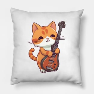 Cute Cat Playing Guitar Pillow