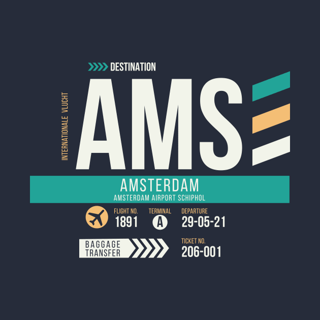 Amsterdam (AMS) Airport Code Baggage Tag by SLAG_Creative