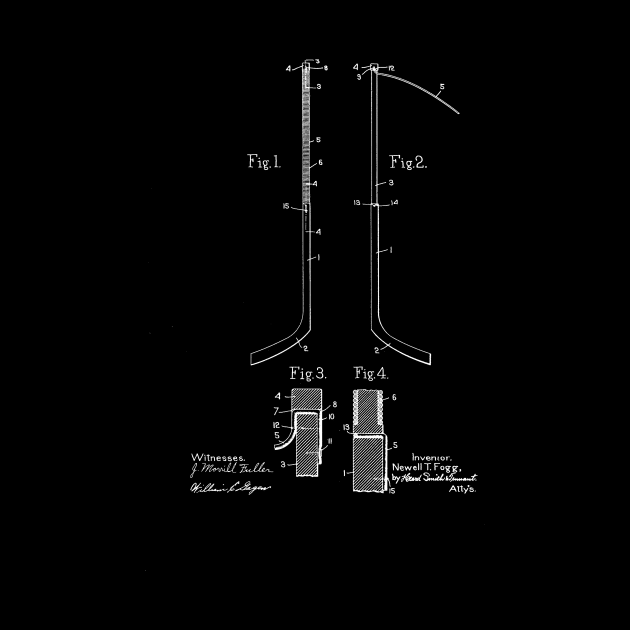 Hockey Stick Vintage Patent Drawing Funny Novelty by TheYoungDesigns