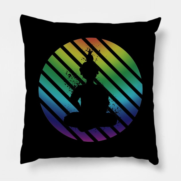 Buddha Meditation Rainbow Circle Pillow by ZeichenbloQ