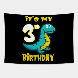 Cute Dinosaur 3rd Birthday Shirt Boys Tapestry