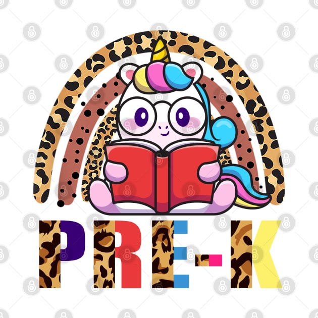 Pre-K Preschool Rainbow Leopard Funny Unicorn Teacher Student School by wonderws