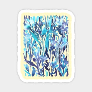 Blue velvety ink floral design Magnet