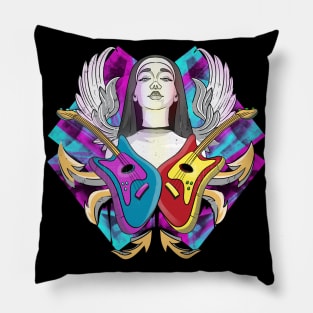 Rock Angel Nun playing Guitar Pillow