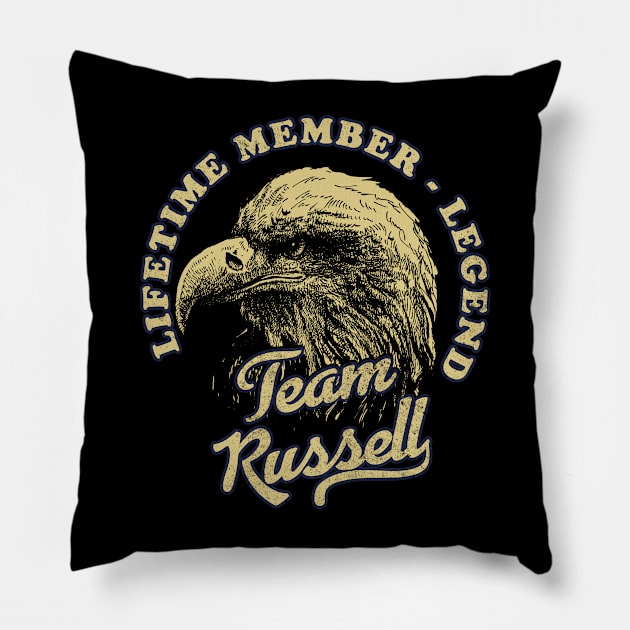 Russell Name - Lifetime Member Legend - Eagle Pillow by Stacy Peters Art