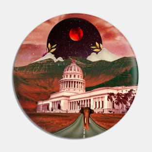 White House Red moon Collage Pin