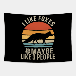 I Like Foxes Retro Tapestry