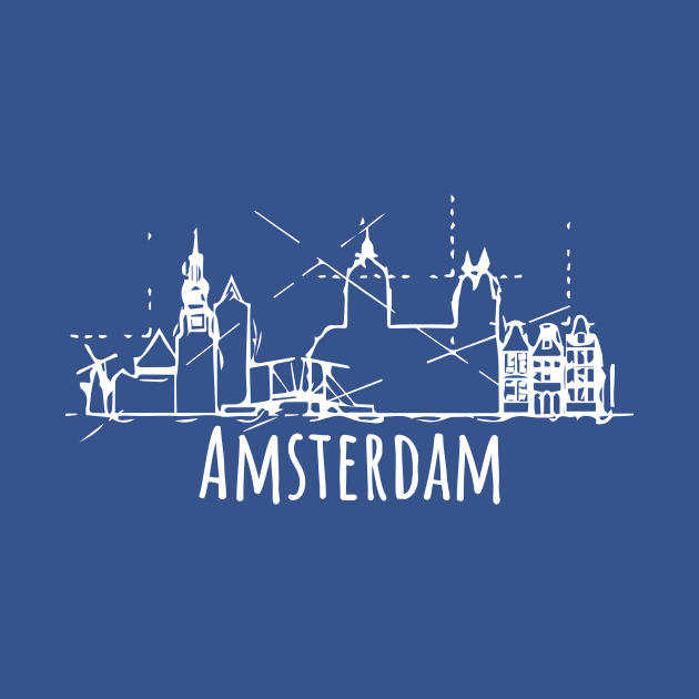 Amsterdam silhouette sketch Vacation Gift by DimDom