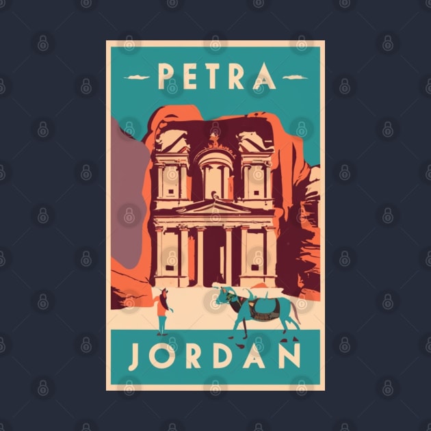 A Vintage Travel Art of Petra - Jordan by goodoldvintage