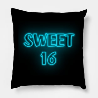 Sweet 16 Neon Blue Pillow