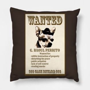 Bad Chihuahua Wanted Poster Pillow