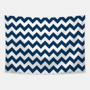 Navy Zigzag, Navy Chevron, Geometric Pattern Tapestry