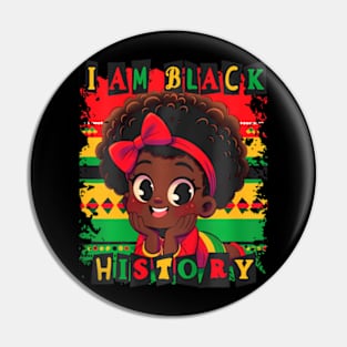 Kids Girls I Am Black History Pin