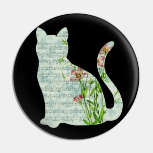 Floral Sheet Music - Cat Pin