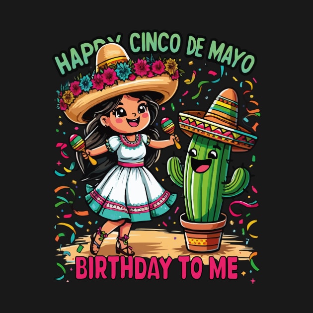 Happy Cinco De Mayo Birthday To Me Fun Mexican Girl Maracas by JUST PINK